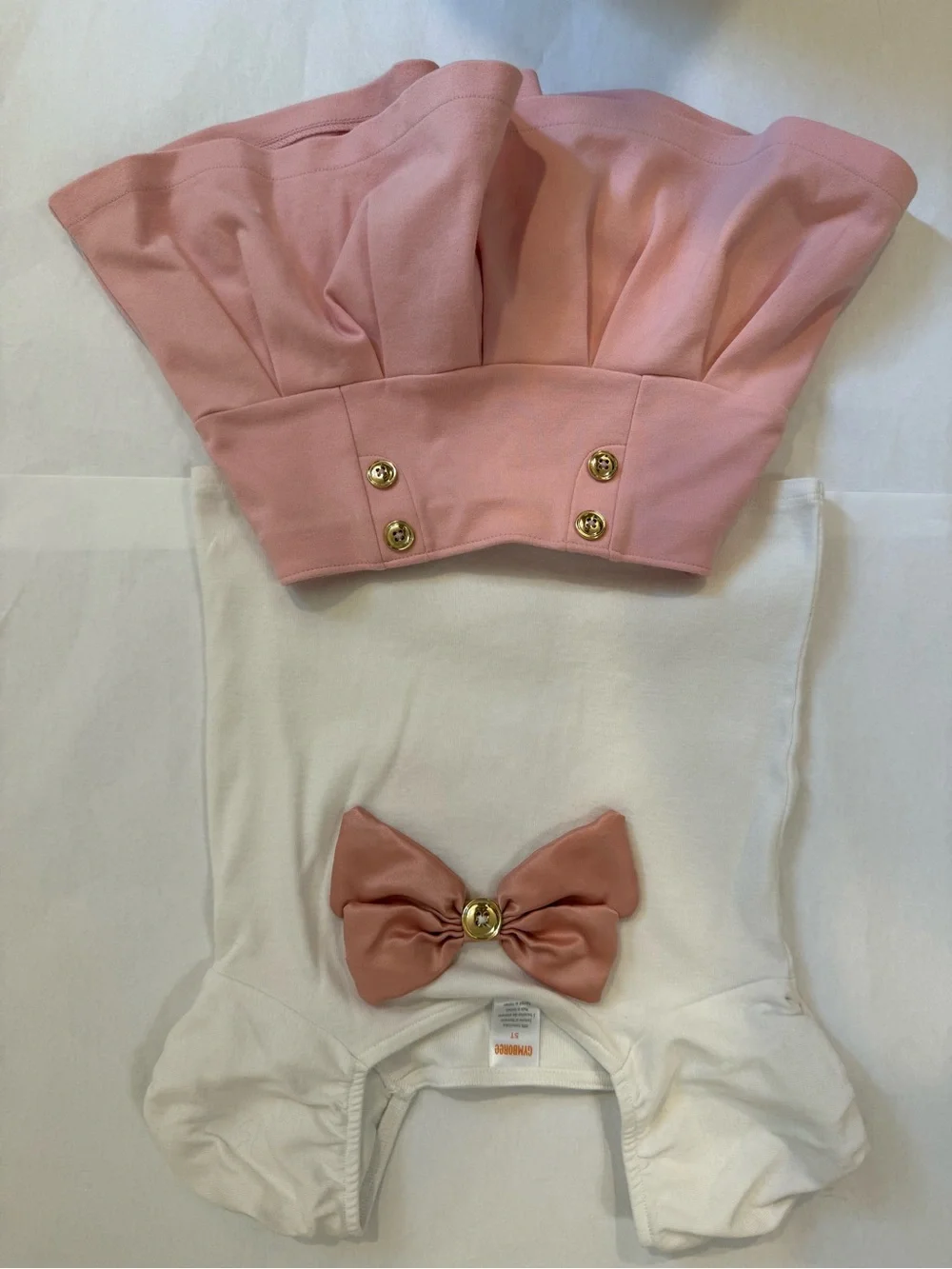 Gymboree White Top with Pink Bow & Pink Skort and Denim Jeans Set